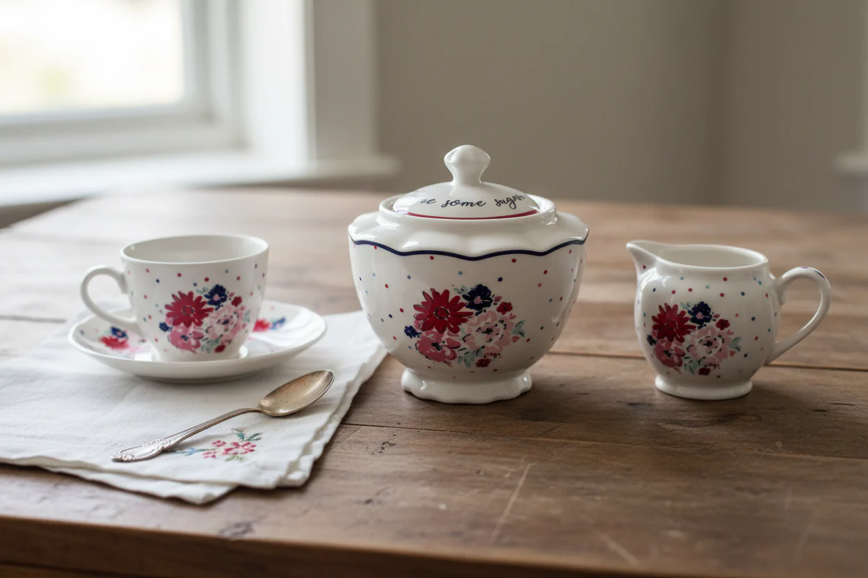 Ashley Thomas Porcelain Vintage Sugar Bowl - Image 8