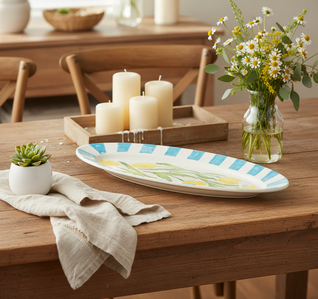 Bliss Home Tulip Rimmed Extra Large Oval Serving Platter - Image 4