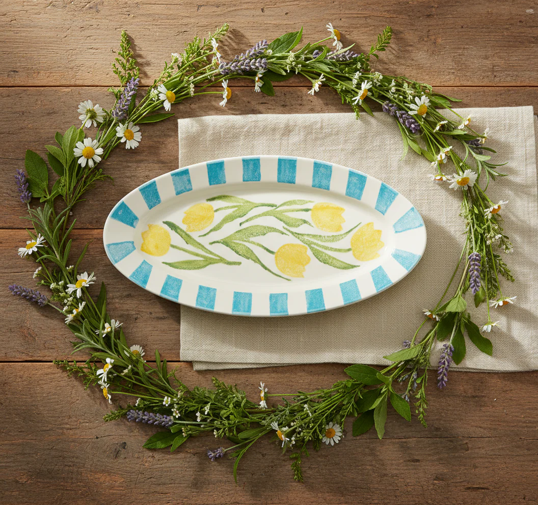Bliss Home Tulip Rimmed Extra Large Oval Serving Platter - Image 5
