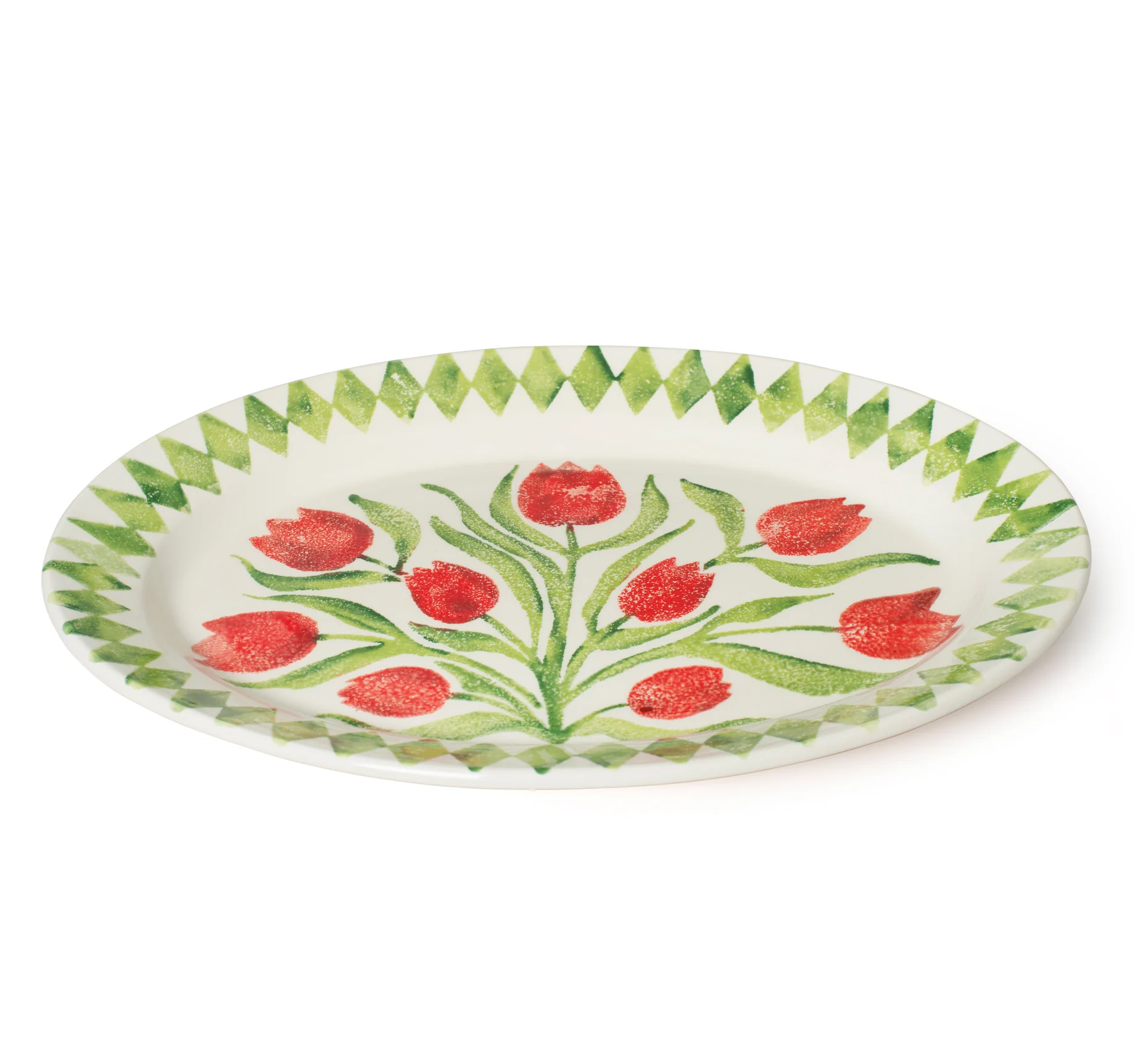 Bliss Home Red Tulip Rimmed Oval Serving Platter - Image 5