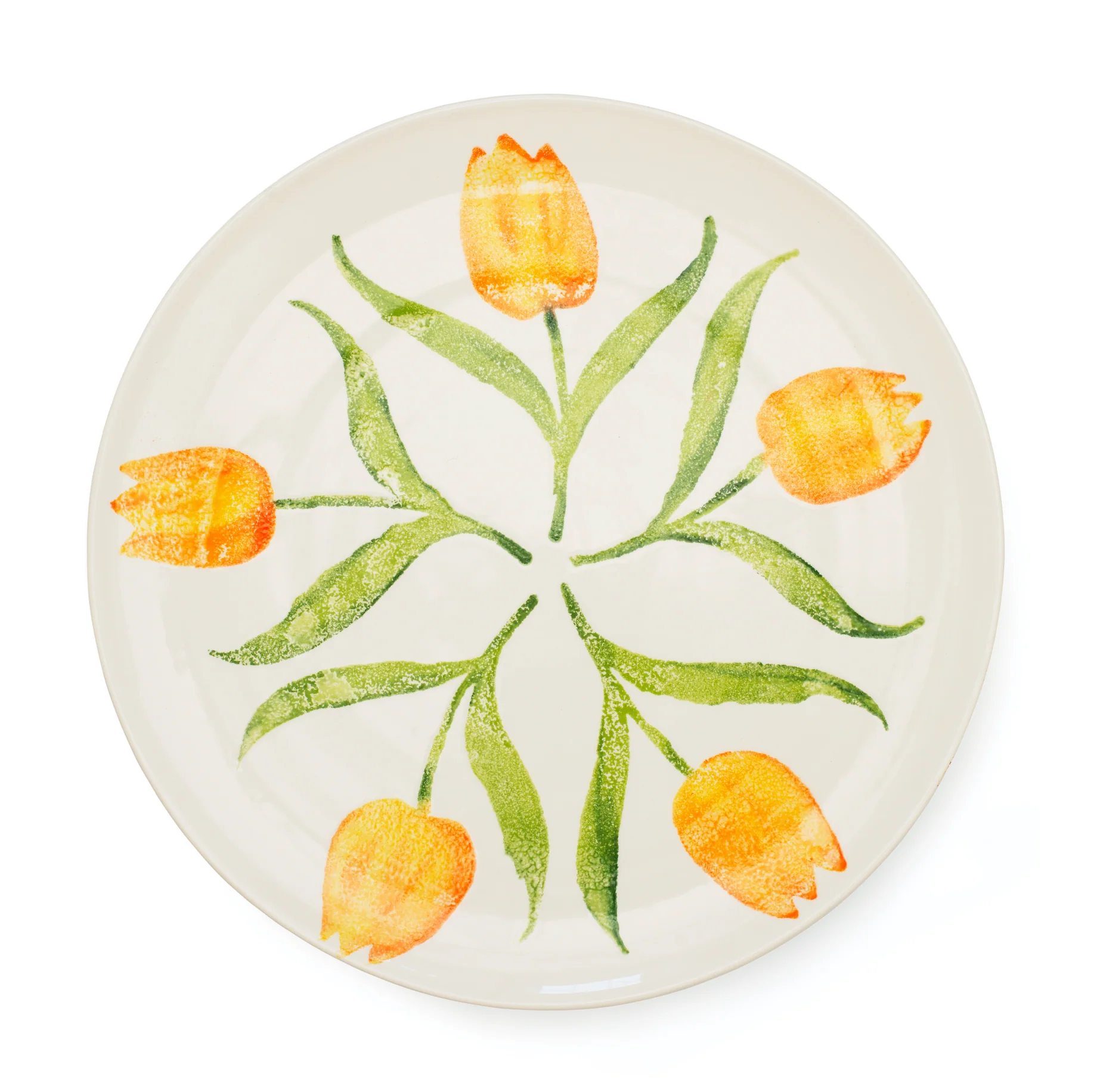 Bliss Home Yellow Tulip Rimmed Round Serving Platter