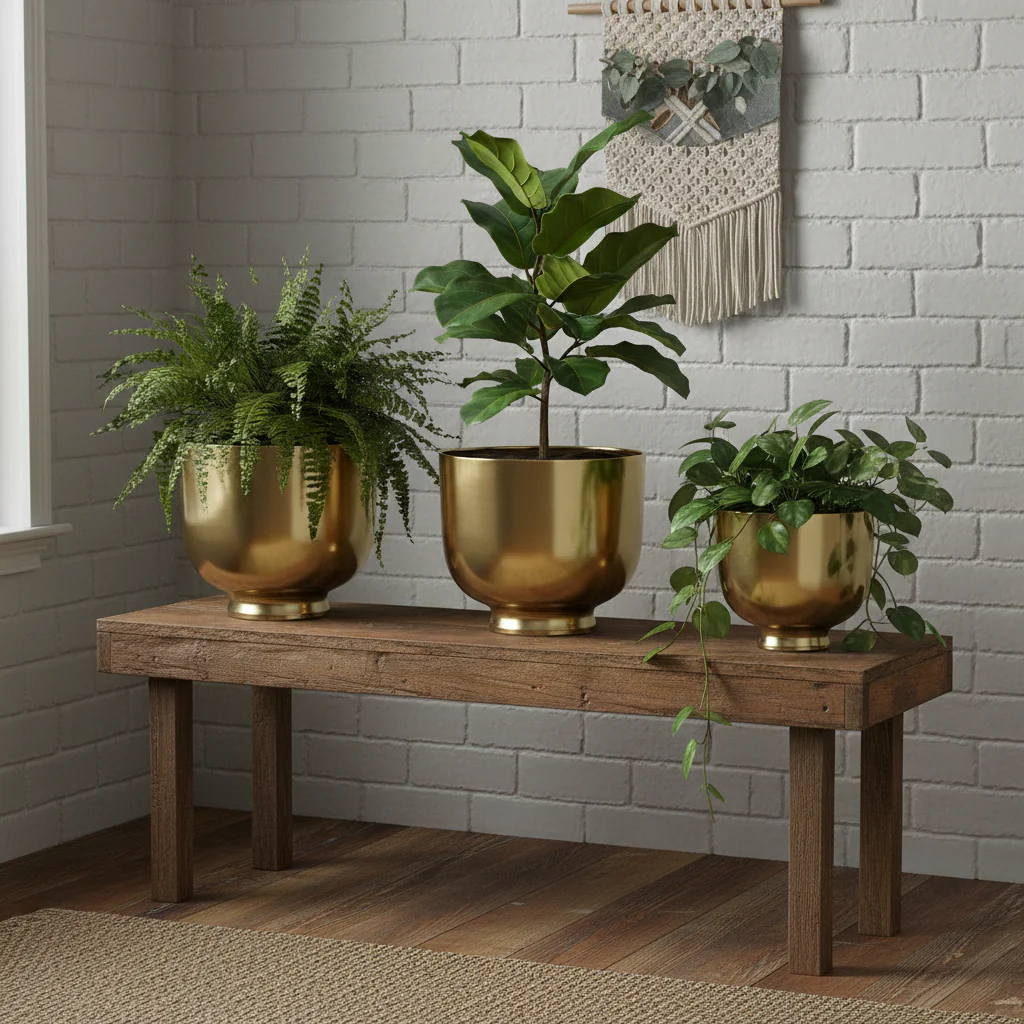 Bloomingville Metal Planter, Gold - Image 4