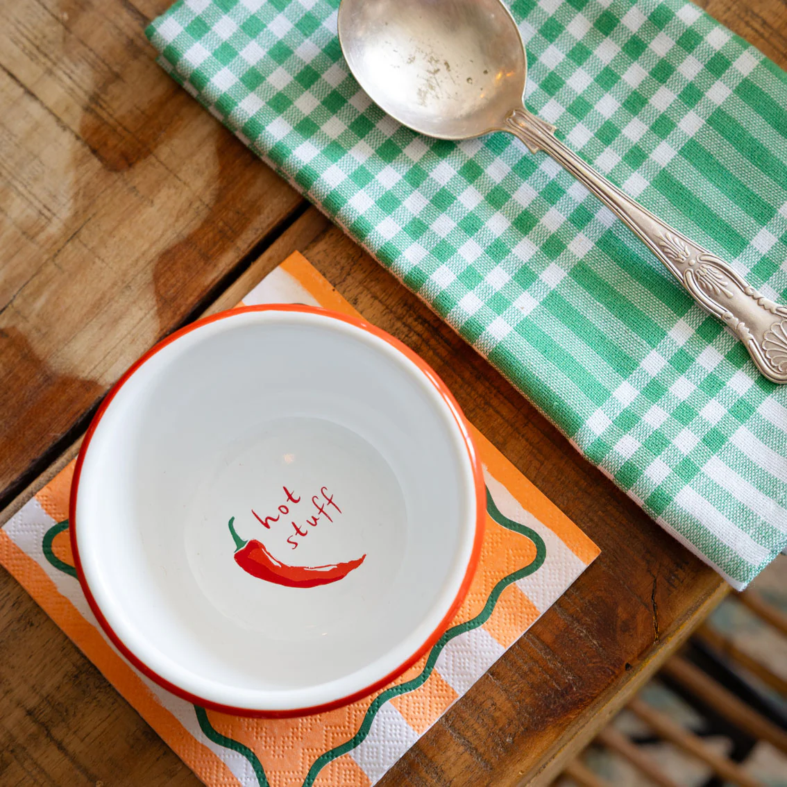 Bon Appetit Cotton Gingham Napkins, Green - Image 4
