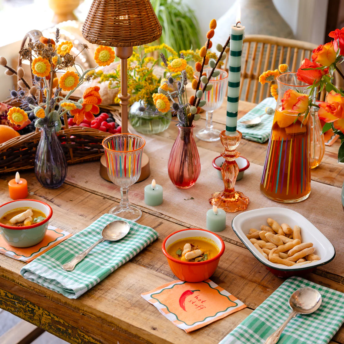 Bon Appetit Cotton Gingham Napkins, Green - Image 5
