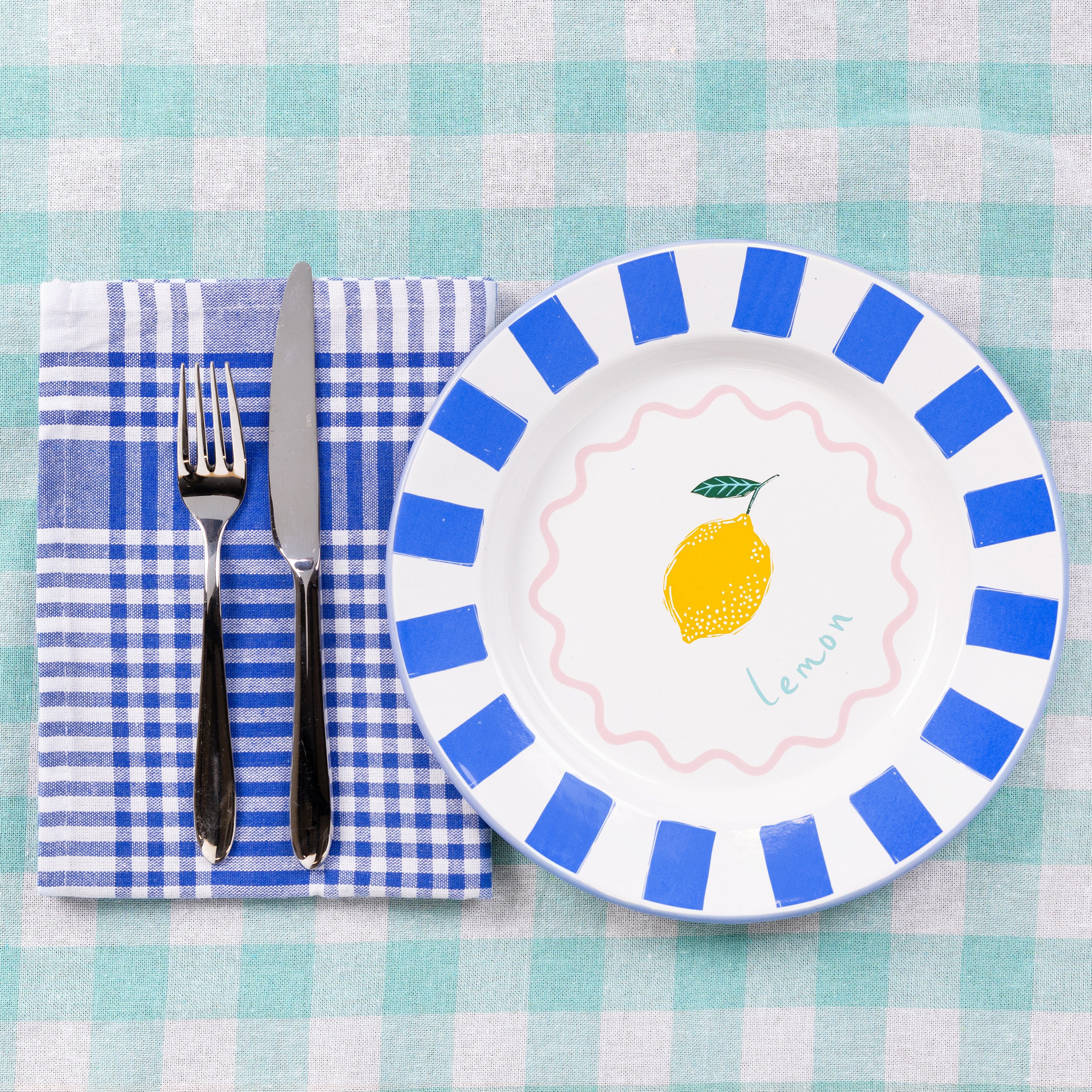 Bon Appetit Cotton Gingham Tea Towels, Blue (Set Of 2) - Image 3