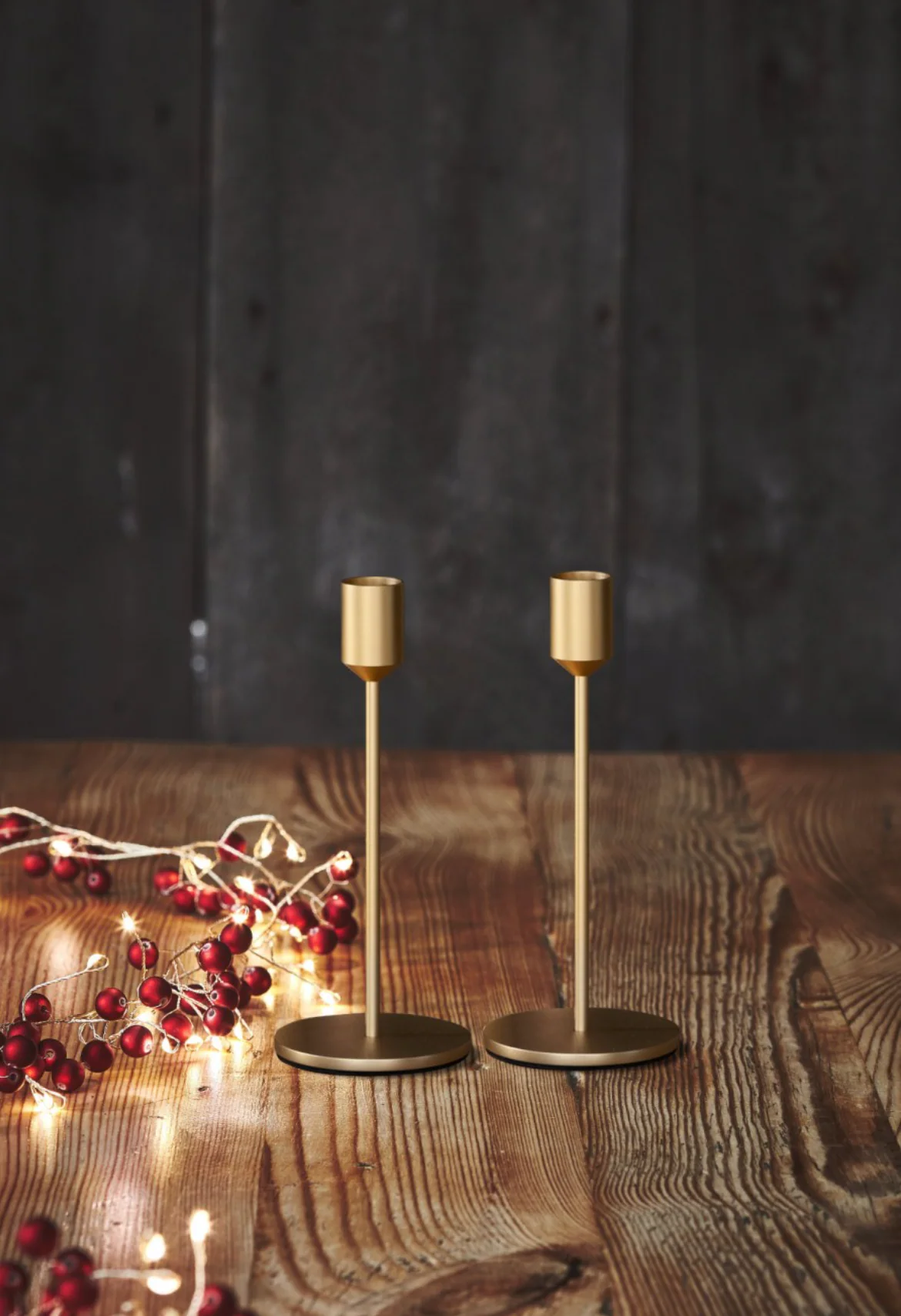 Candle Holder, Matt Gold (Set Of 2)