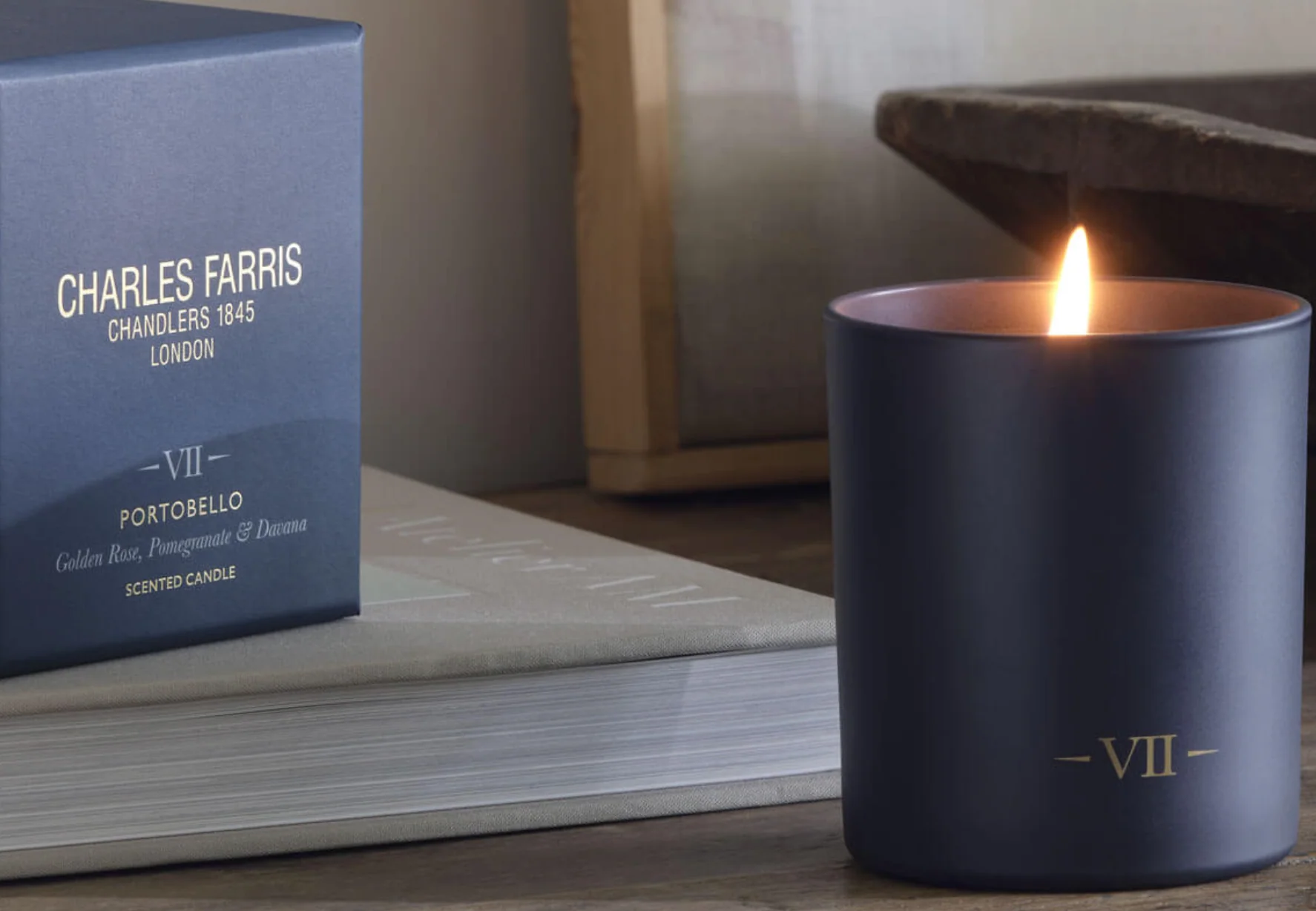 Charles Farris Portobello Scented Candle, Golden Rose, Pomegranate & Davana - Image 3