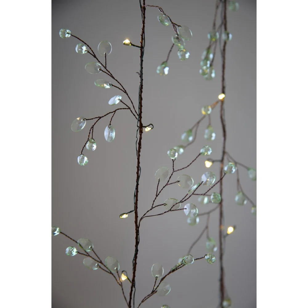Clear Green Crystal Blossom LED Fairy Lights (Battery Powered)
