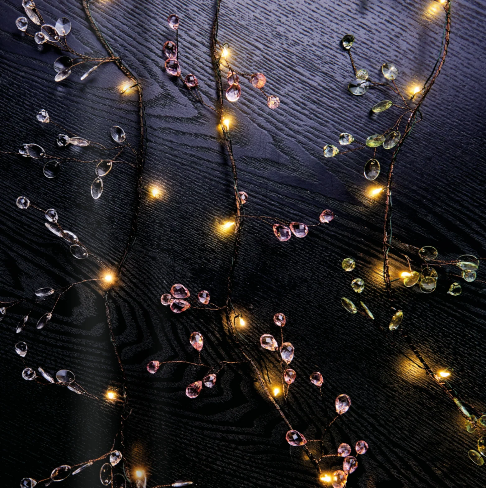 Clear Green Crystal Blossom LED Fairy Lights (Battery Powered) - Image 3