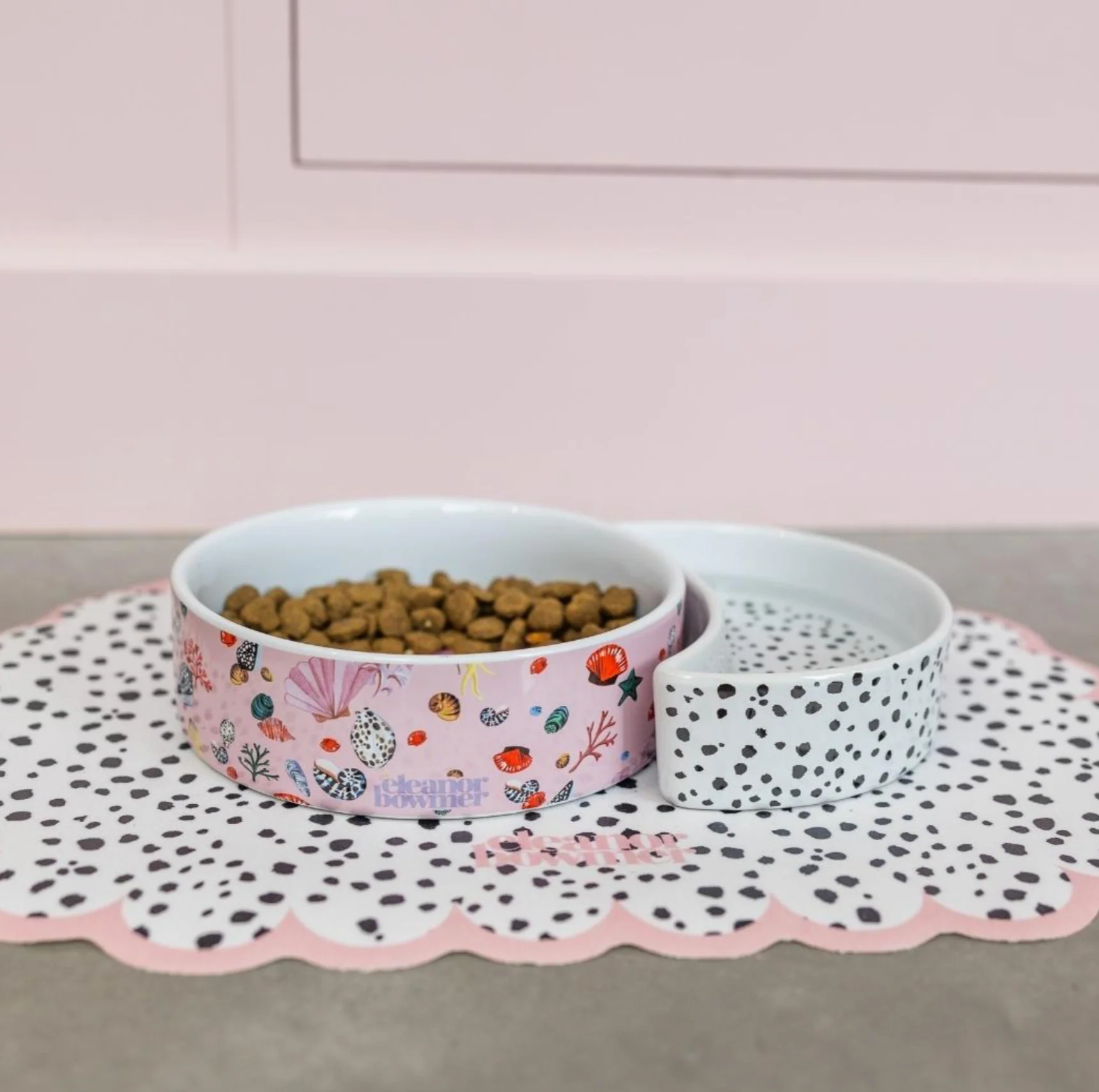 Eleanor Bowmer Ceramic Half Moon Pet Bowl, Miami Shells (Set Of 2) - Image 5