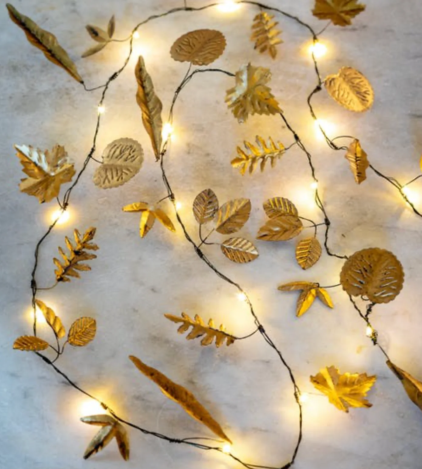 Handmade Metal  LED Fairy Lights,Gold Leaves (Battery Operated) - Image 5