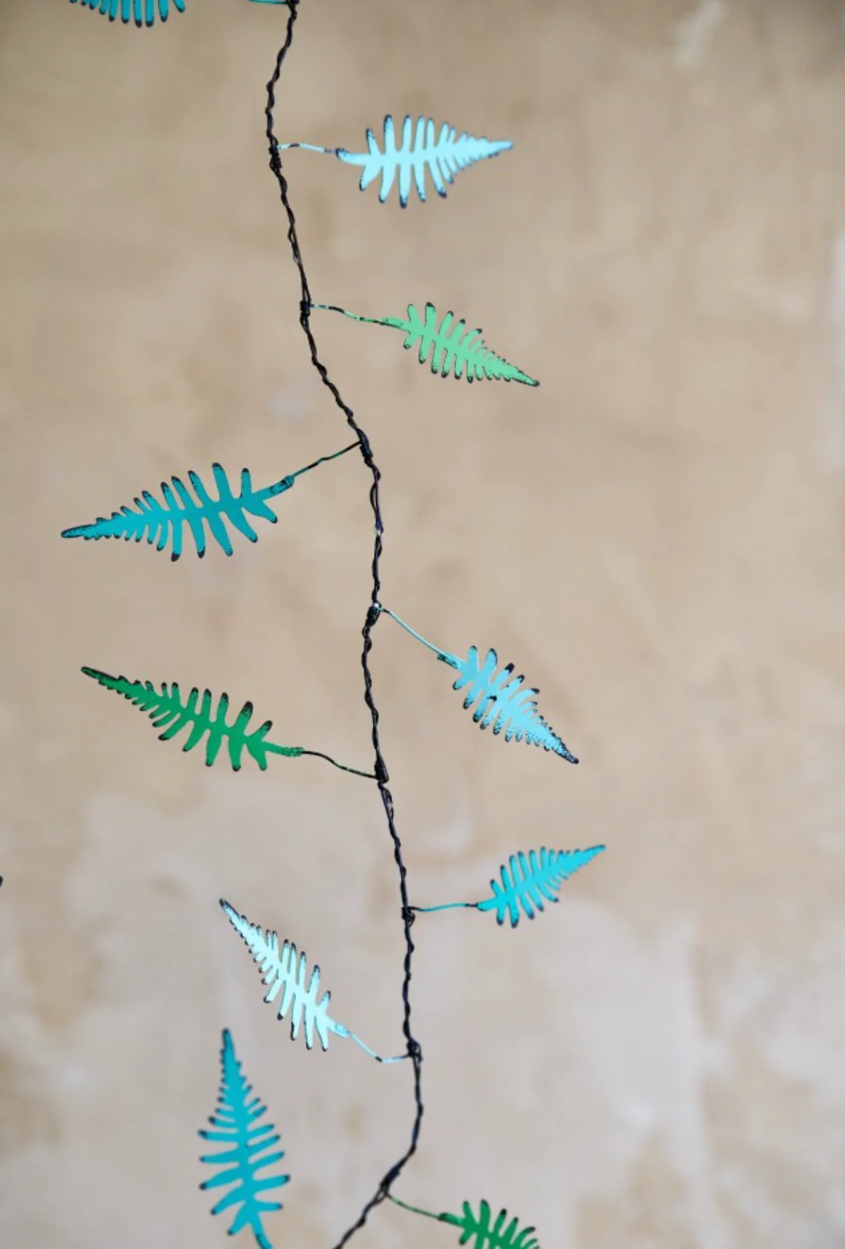 Handmade Metal LED Fairy Lights, Green Fern (Battery Operated) - Image 3