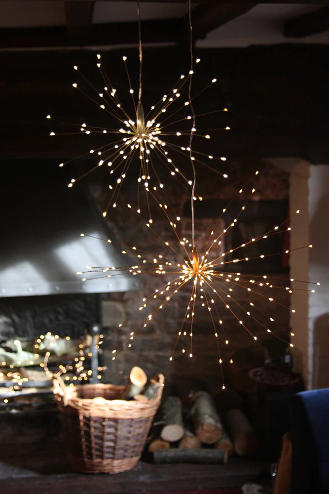 Hanging Starburst LED Fairy Light Copper (Battery Operated) - Image 8