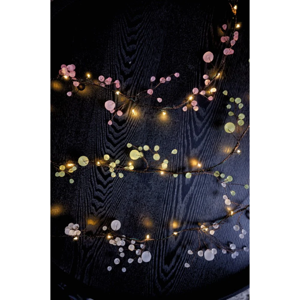 Matt Pink Crystal Blossom LED Fairy Lights (Battery Powered) - Image 2
