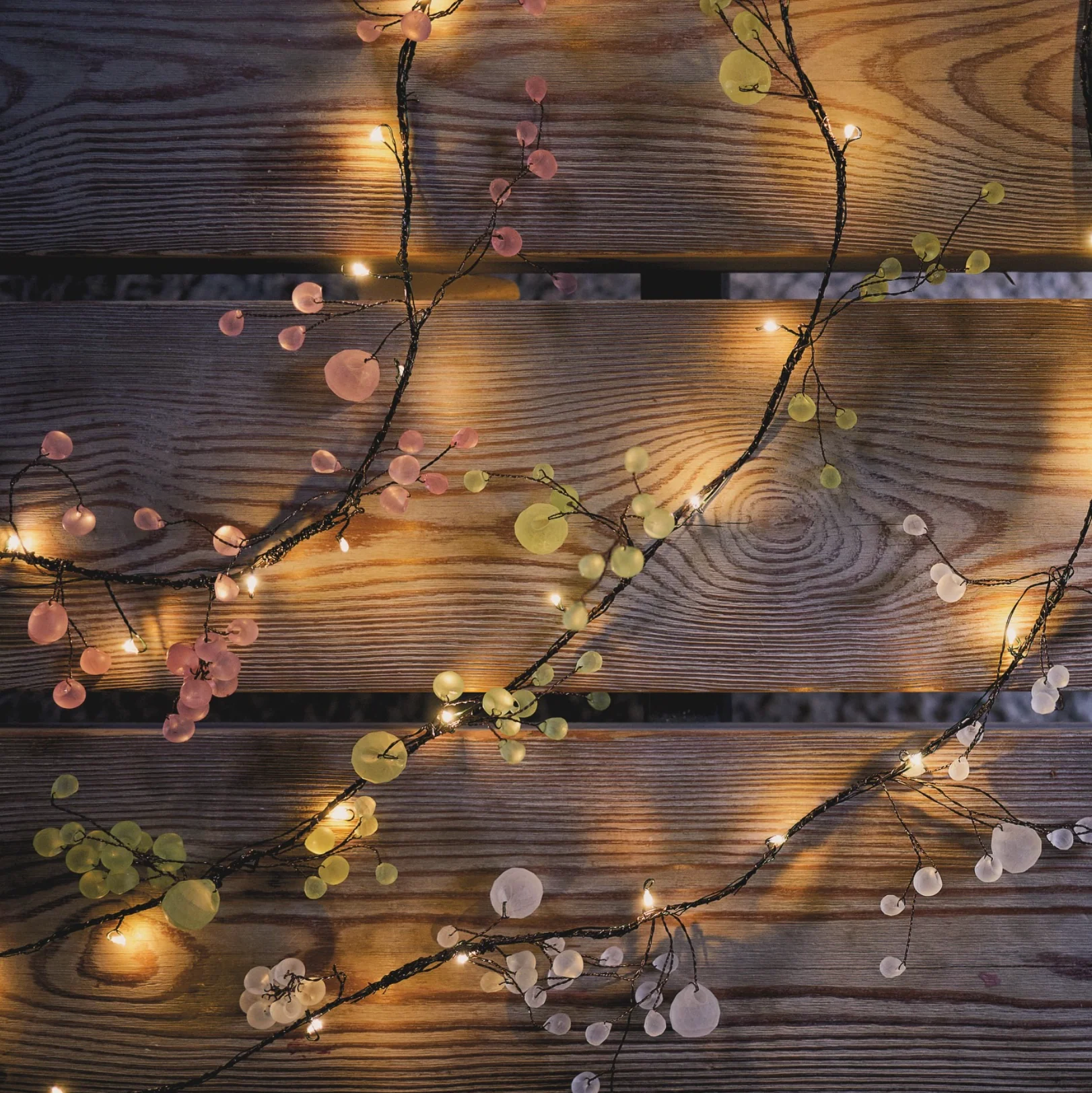 Matt Pink Crystal Blossom LED Fairy Lights (Battery Powered) - Image 4