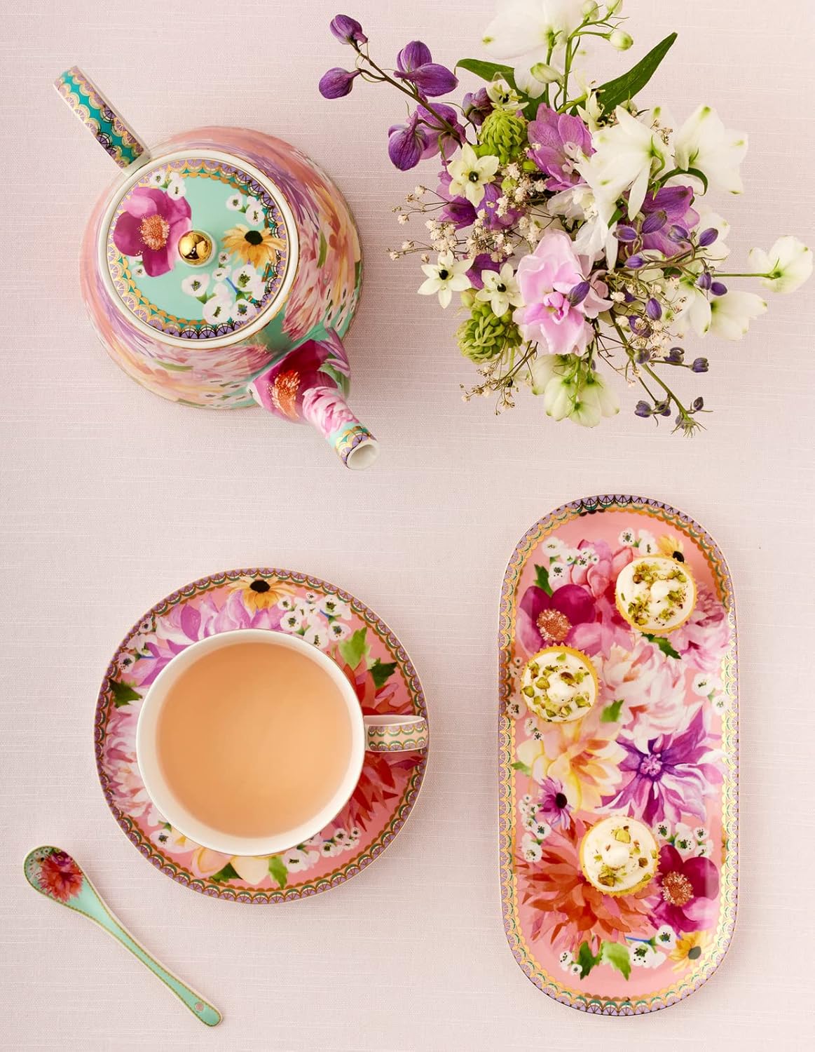 Maxwell & Williams Teas & C’S Dahlia Daze Breakfast Cup & Saucer, Pink - Image 12