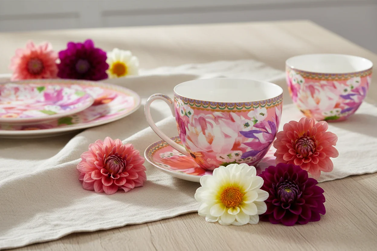 Maxwell & Williams Teas & C’S Dahlia Daze Breakfast Cup & Saucer, Pink - Image 6