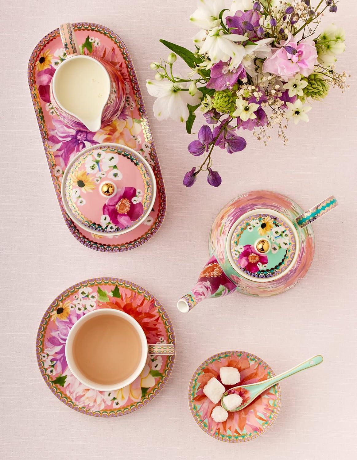 Maxwell & Williams Teas & C’S Dahlia Daze Breakfast Cup & Saucer, Sky - Image 10