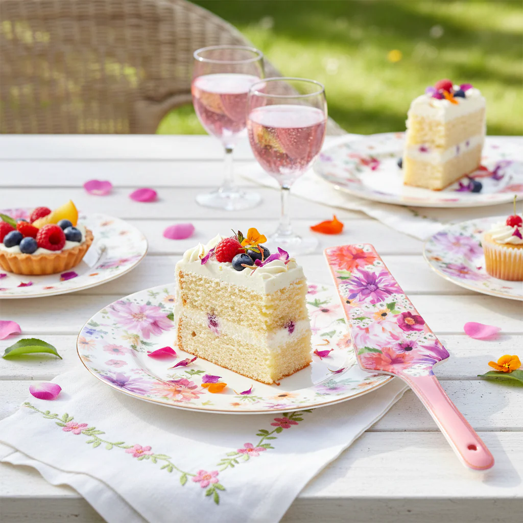 Maxwell & Williams Teas & C’S Dahlia Daze Ceramic Cake Server, Pink - Image 3