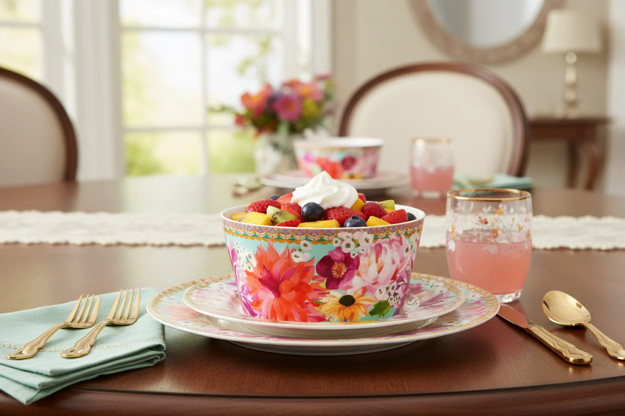 Maxwell & Williams Teas & C’S Dahlia Daze Dessert Bowls, Sky (Set Of 2) - Image 3