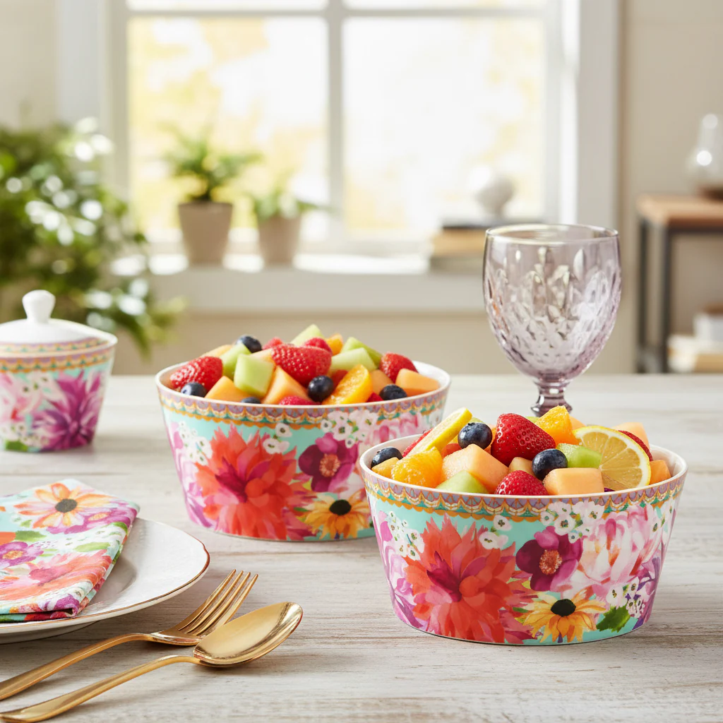 Maxwell & Williams Teas & C’S Dahlia Daze Dessert Bowls, Sky (Set Of 2) - Image 4