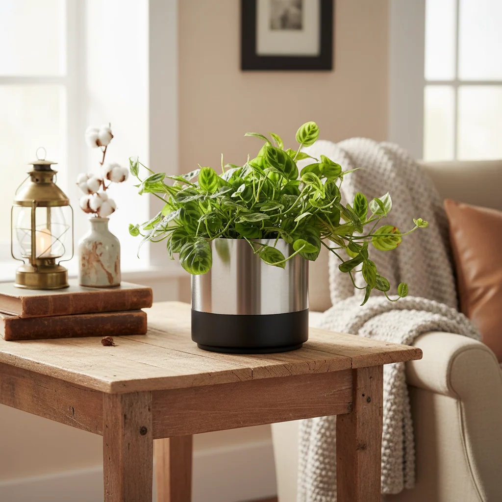 On Interior Aria Plant Pot Silver/ Black - Image 3