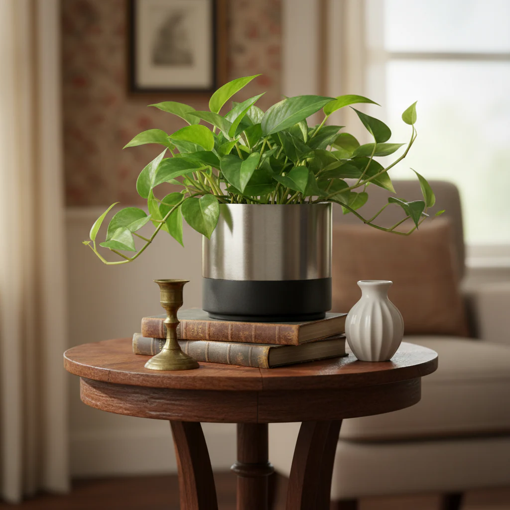 On Interior Aria Plant Pot Silver/ Black - Image 4