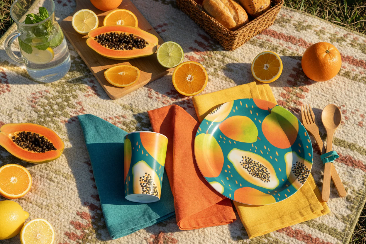 Papaya Bliss Melamine Picnic Beaker - Image 3