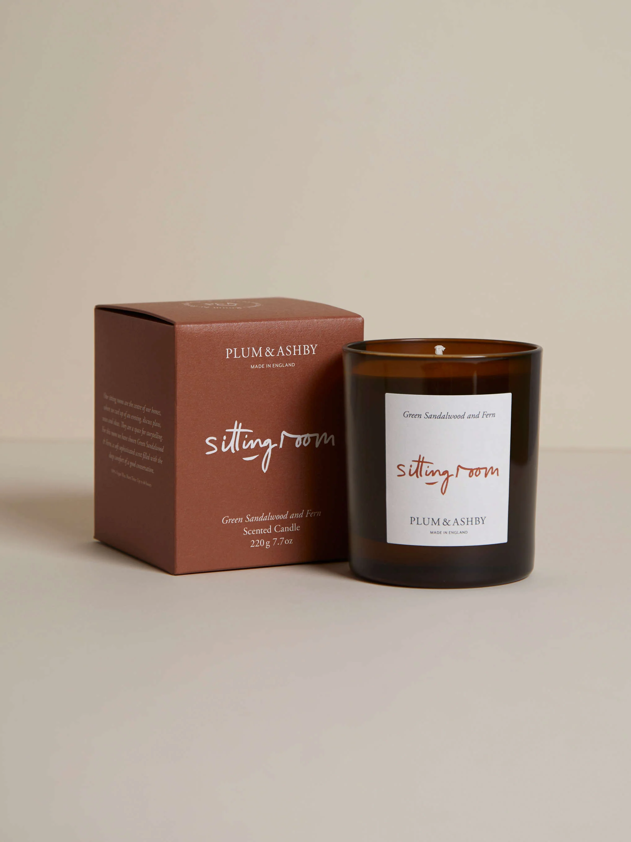 Plum & Ashby Scented Sitting Room Candle, Green Sandalwood & Fern