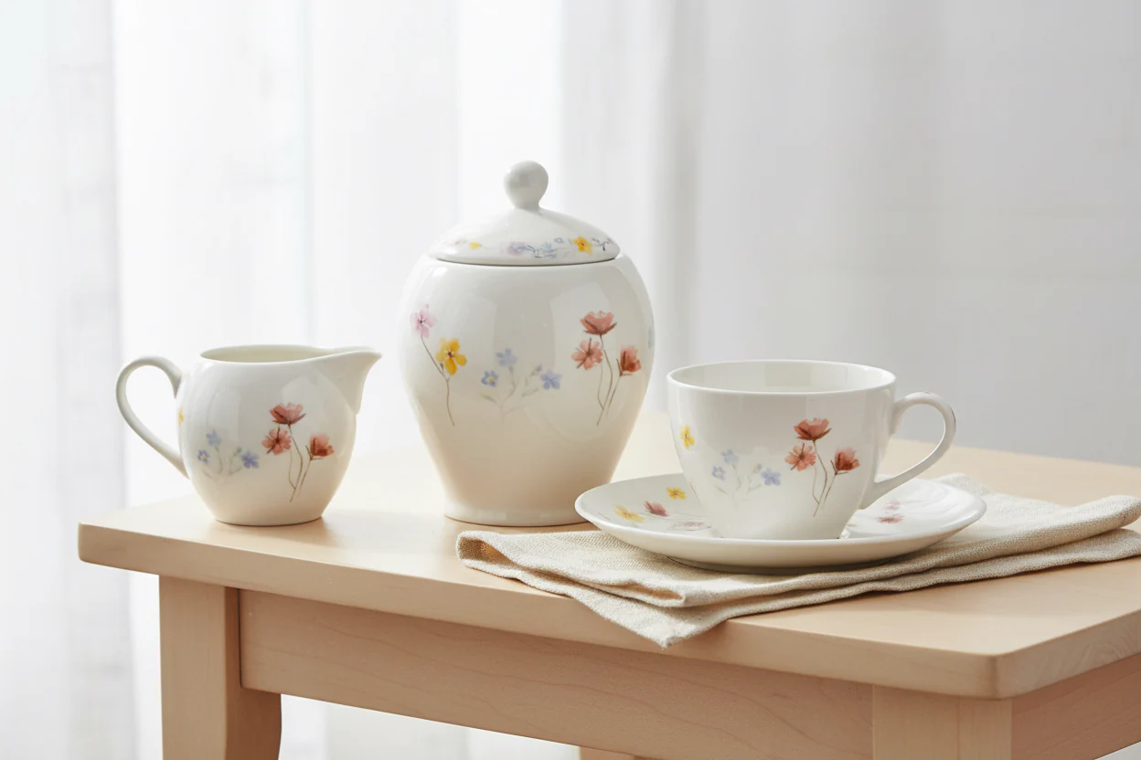 Pressed Flowers Porcelain Sugar Bowl - Image 4