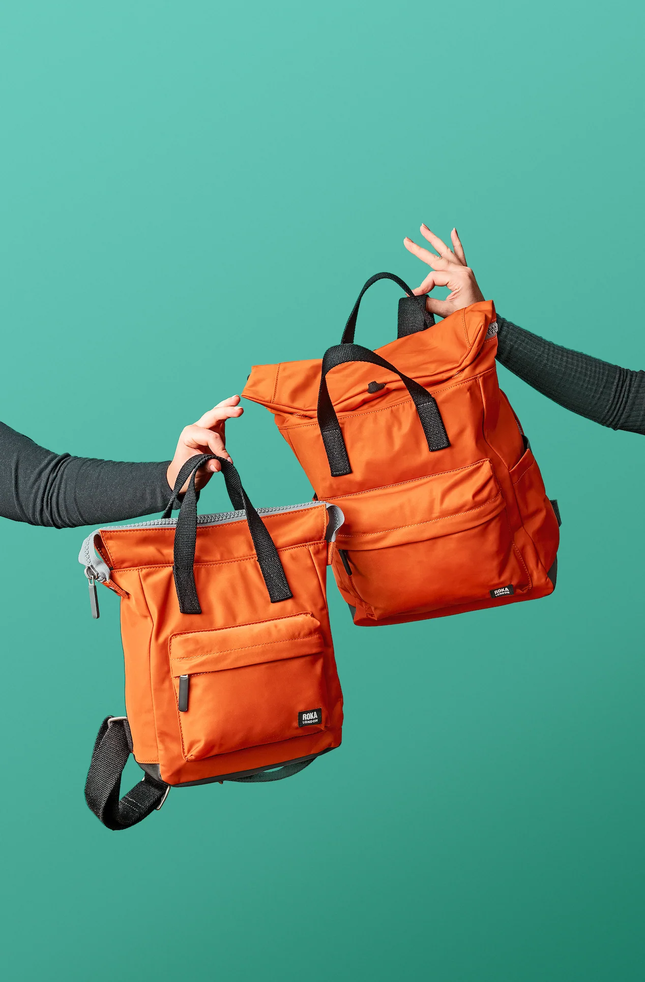 Roka London Black Label, Bantry B Small Rucksack, Burnt Orange (Sustainable Nylon) - Image 9