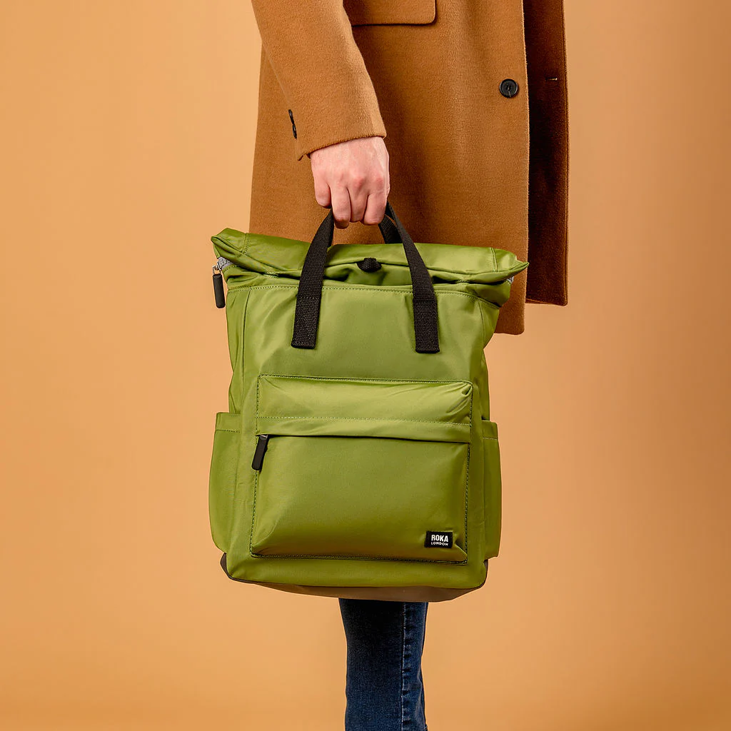 Roka London Black Label, Canfield B Medium Rucksack, Avocado (Sustainable Nylon) - Image 8