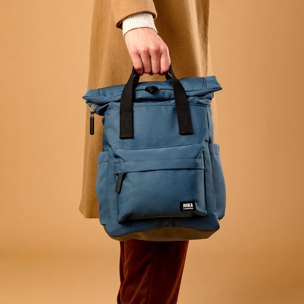 Roka London Black Label, Canfield B Small Rucksack, Pacific (Sustainable Canvas) - Image 8