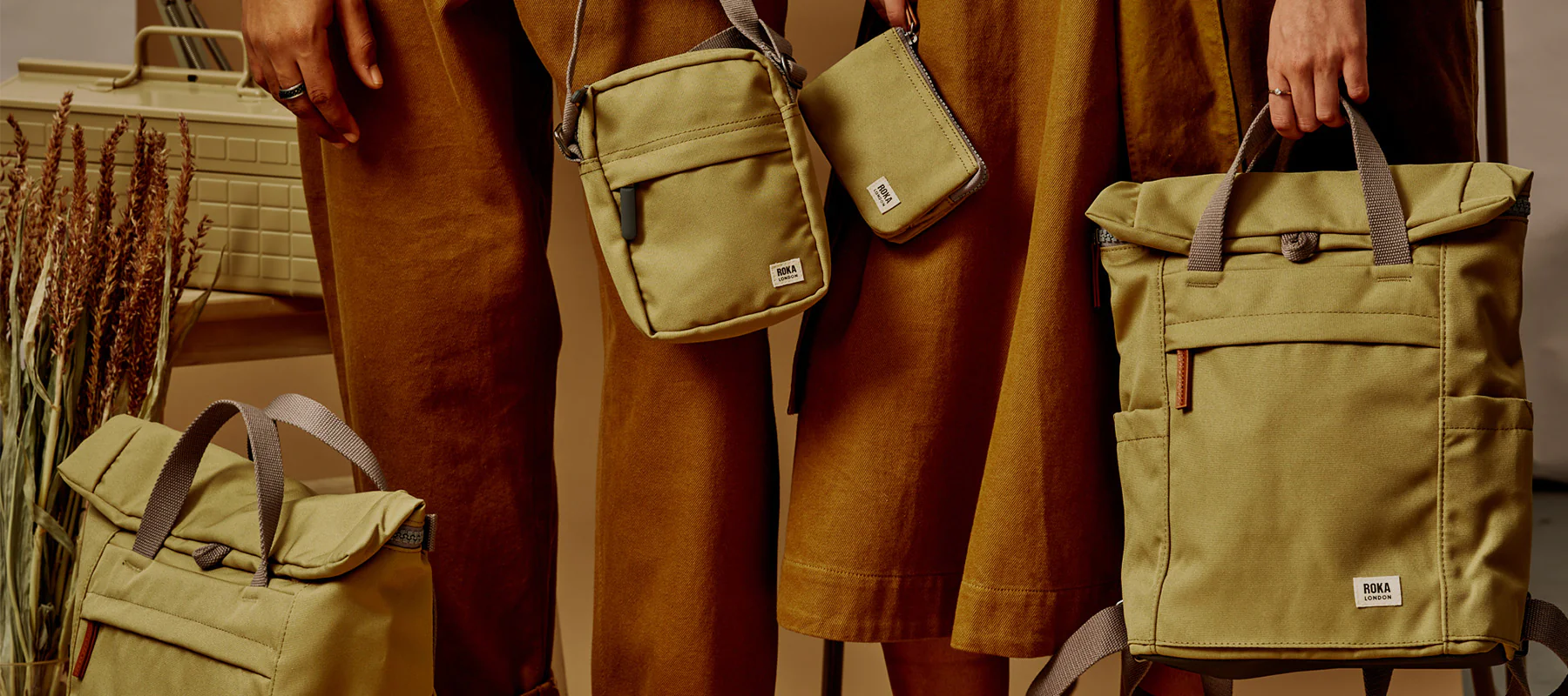 Roka London Bond Crossbody Bag, Khaki (Sustainable Canvas) - Image 10