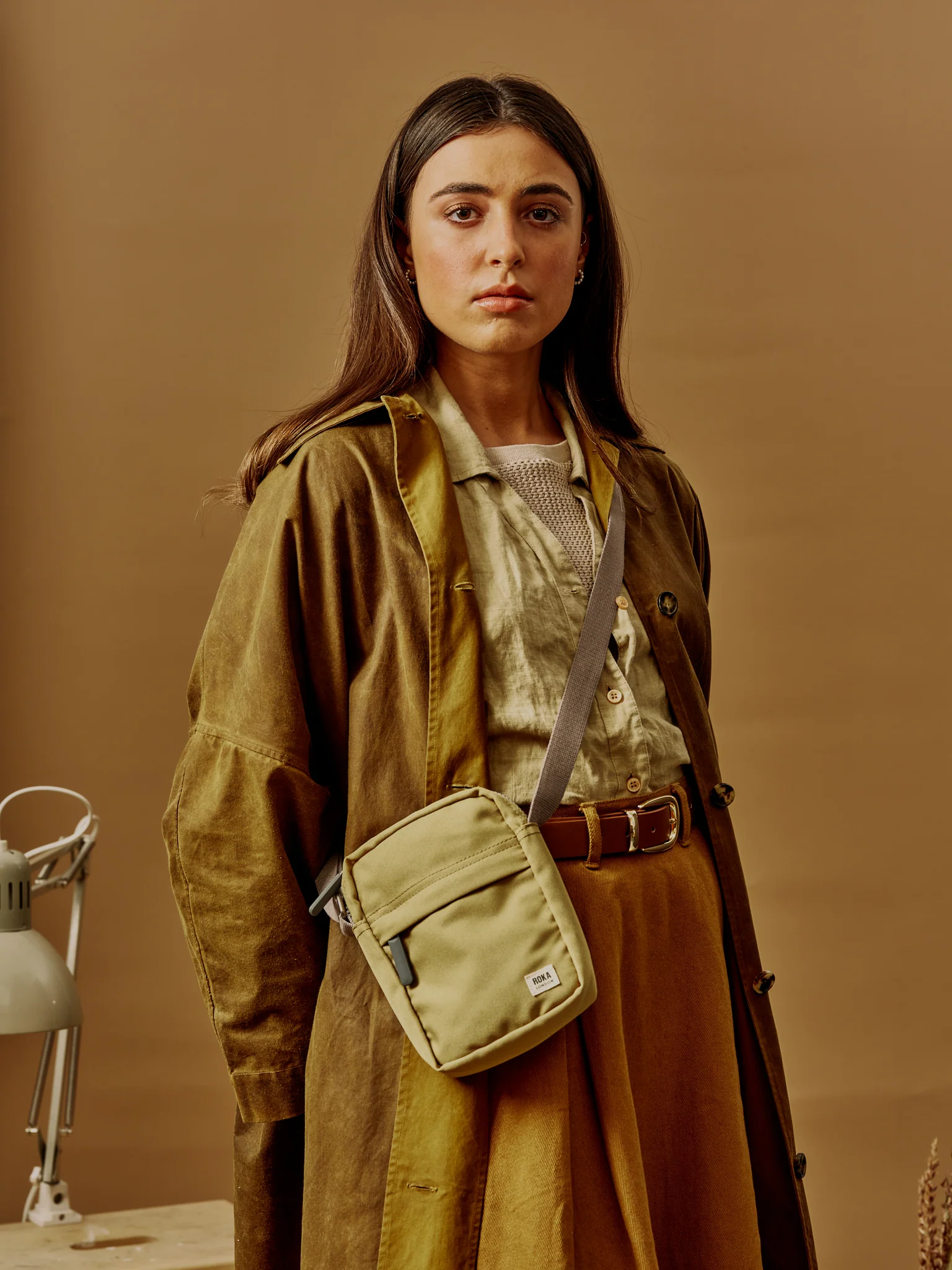 Roka London Bond Crossbody Bag, Khaki (Sustainable Canvas) - Image 8