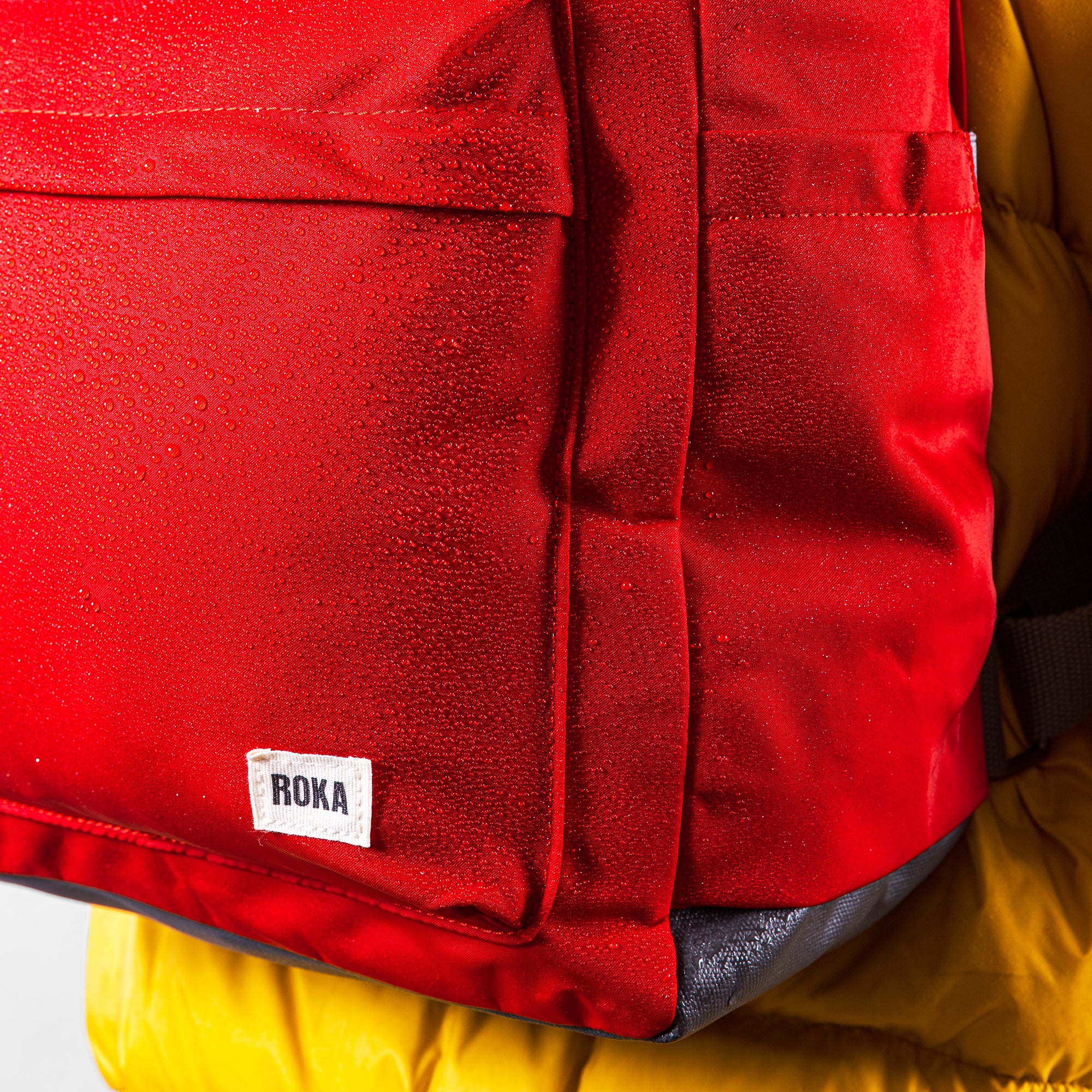 Roka London Canfield B Sustainable Nylon Rucksack, Cranberry - Image 10