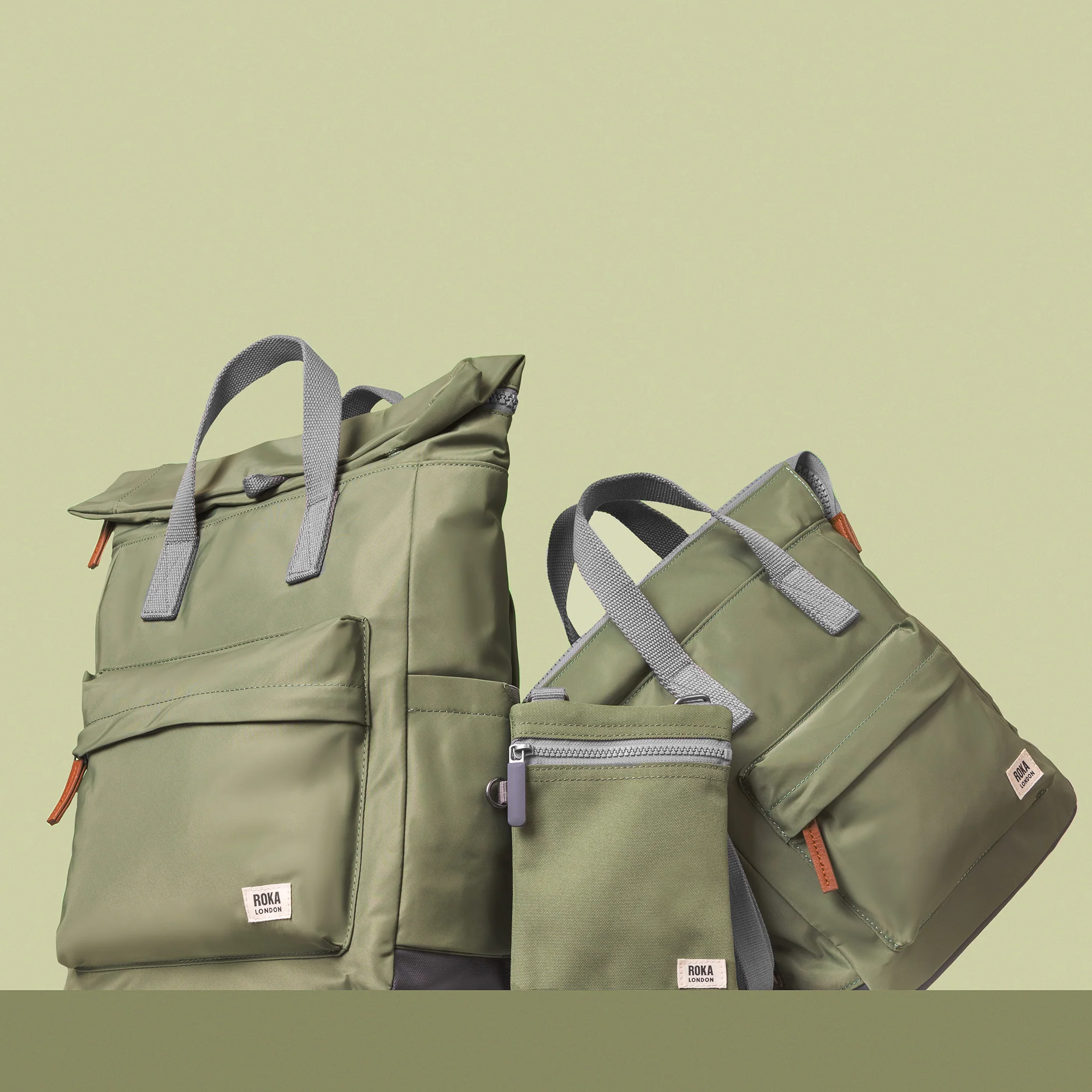 Roka London Canfield B Medium Sustainable Nylon Rucksack, Granite - Image 9