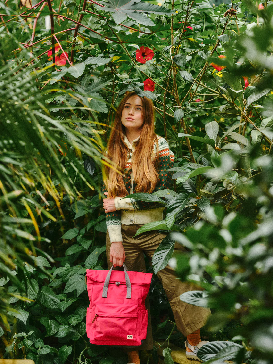 Roka London Canfield B Sustainable Nylon Rucksack, Poppy - Image 8