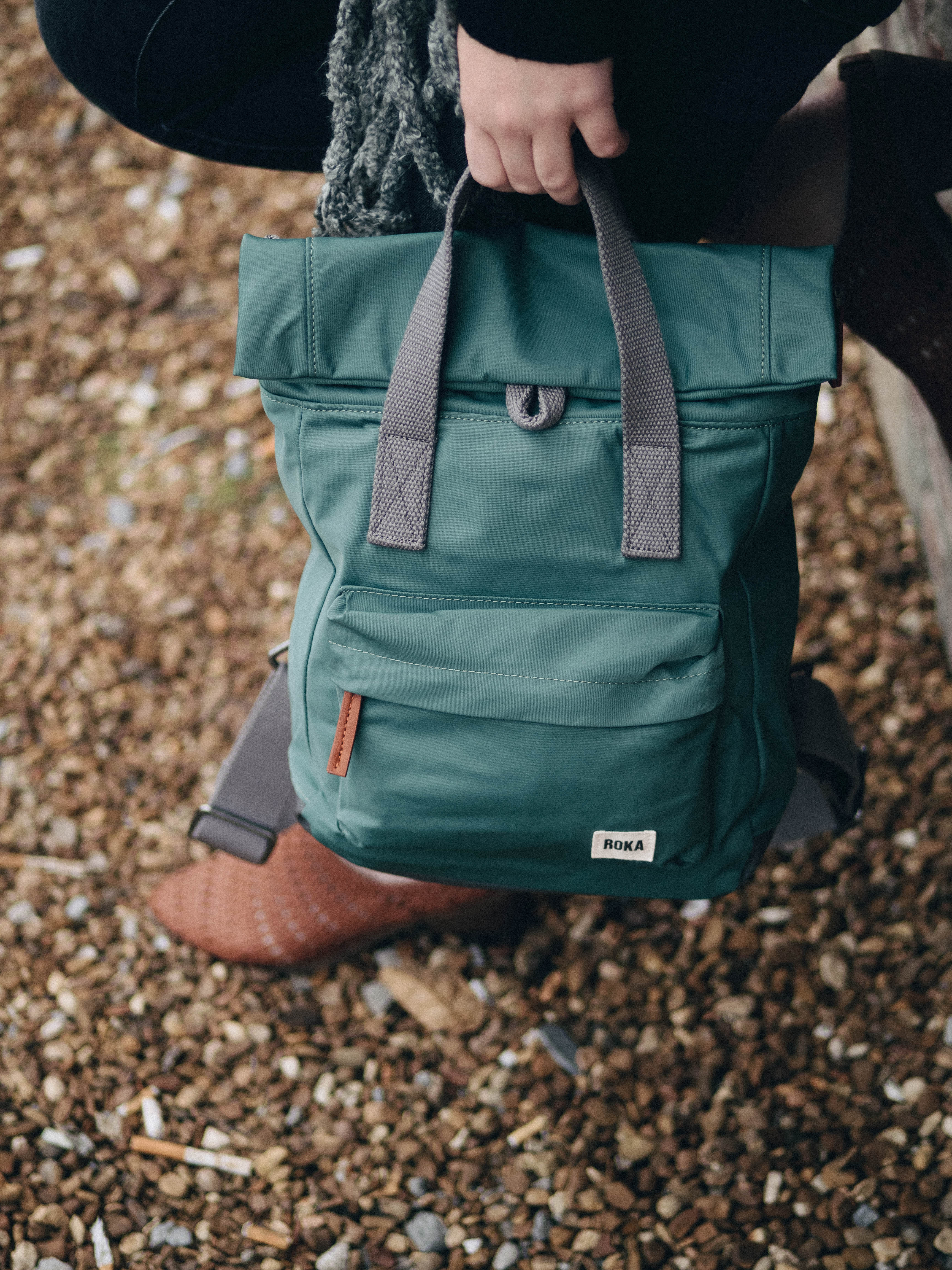 Roka London Canfield B Sustainable Nylon Rucksack, Avocado - Image 12