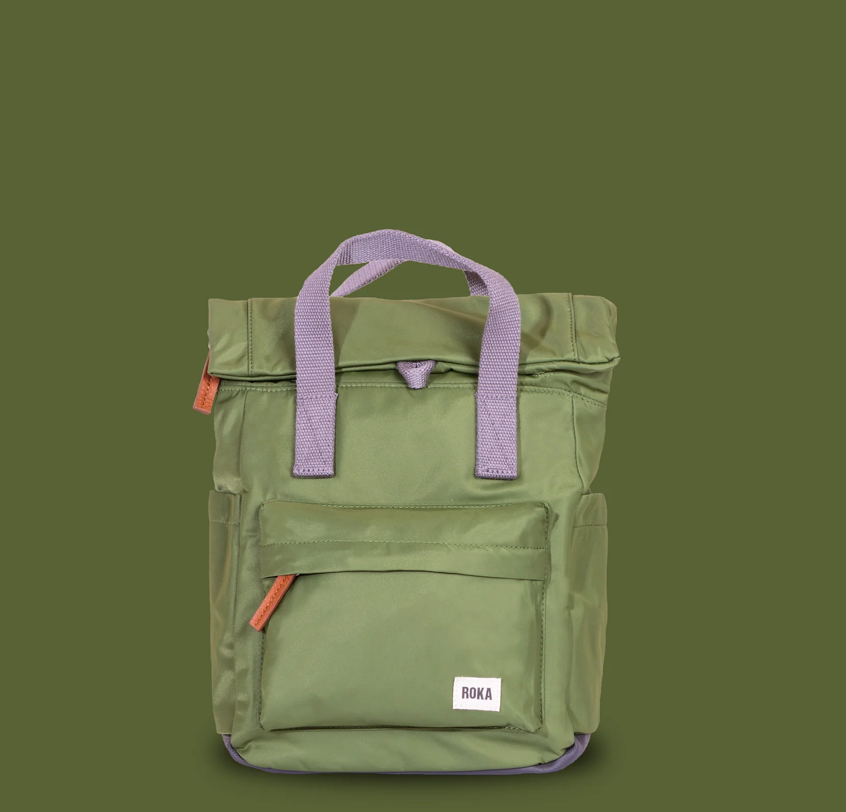 Roka London Canfield B Sustainable Nylon Rucksack, Avocado - Image 7