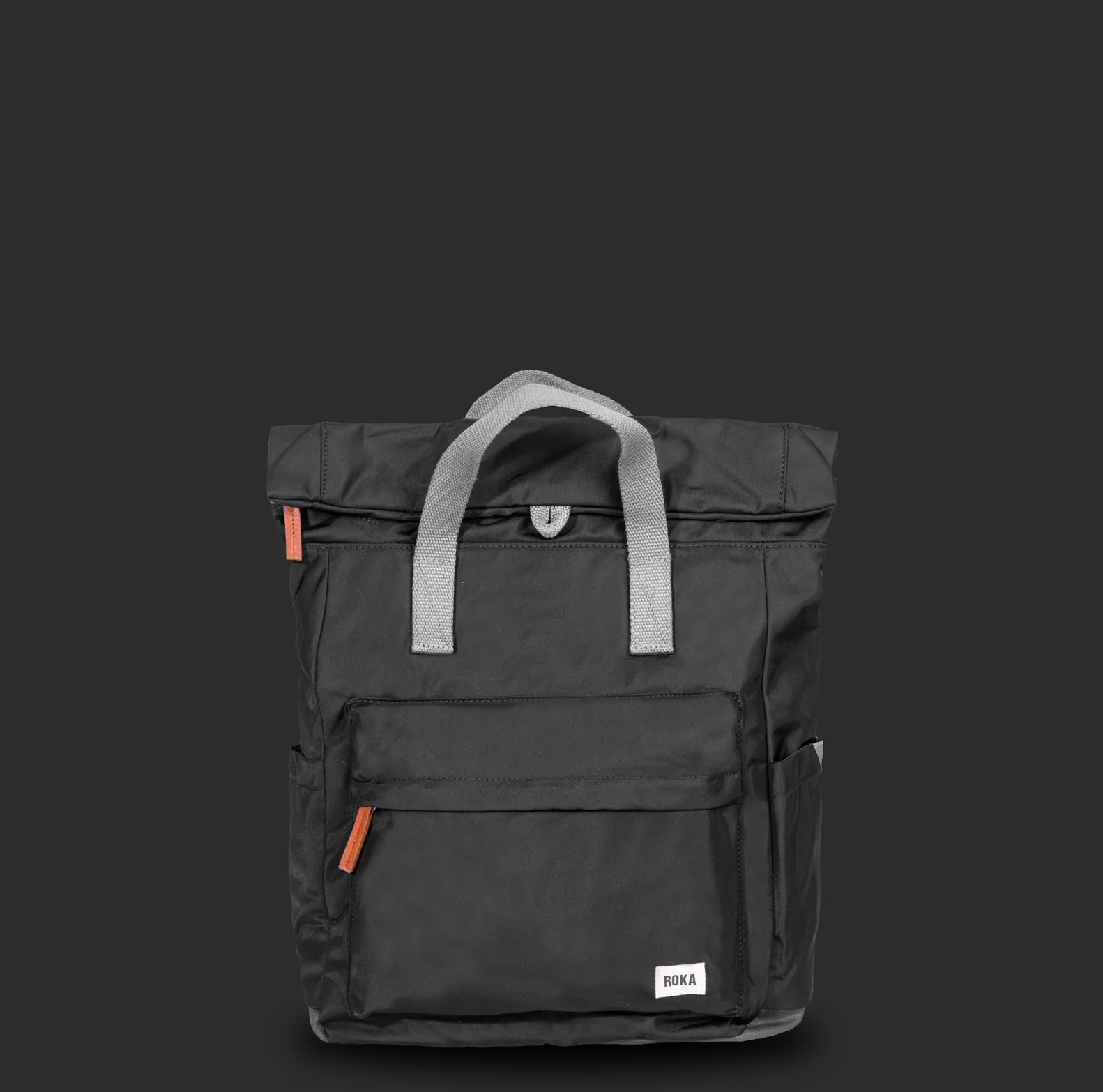 Roka London Canfield B Sustainable Nylon Rucksack, Black - Image 10