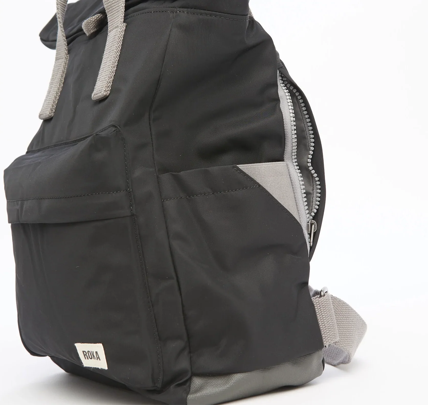 Roka London Canfield B Sustainable Nylon Rucksack, Black - Image 11