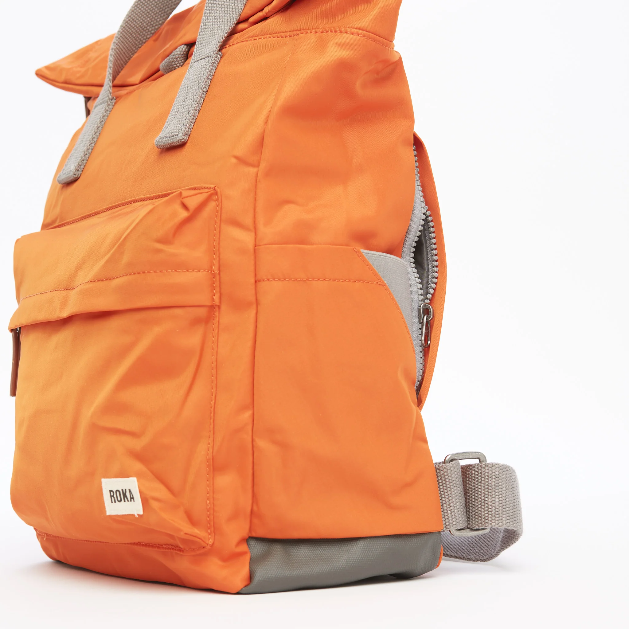 Roka London Canfield B Sustainable Nylon Rucksack, Burnt Orange - Image 5