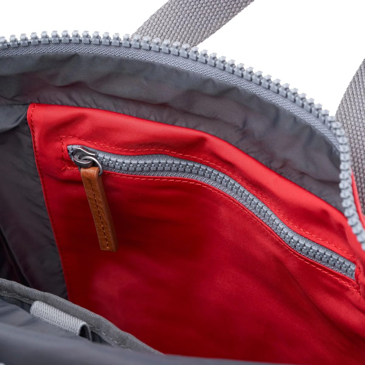 Roka London Canfield B Sustainable Nylon Rucksack, Chilli Oil - Image 5