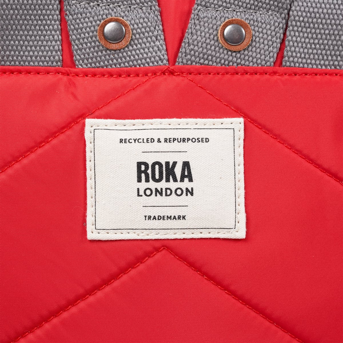 Roka London Canfield B Sustainable Nylon Rucksack, Chilli Oil - Image 7