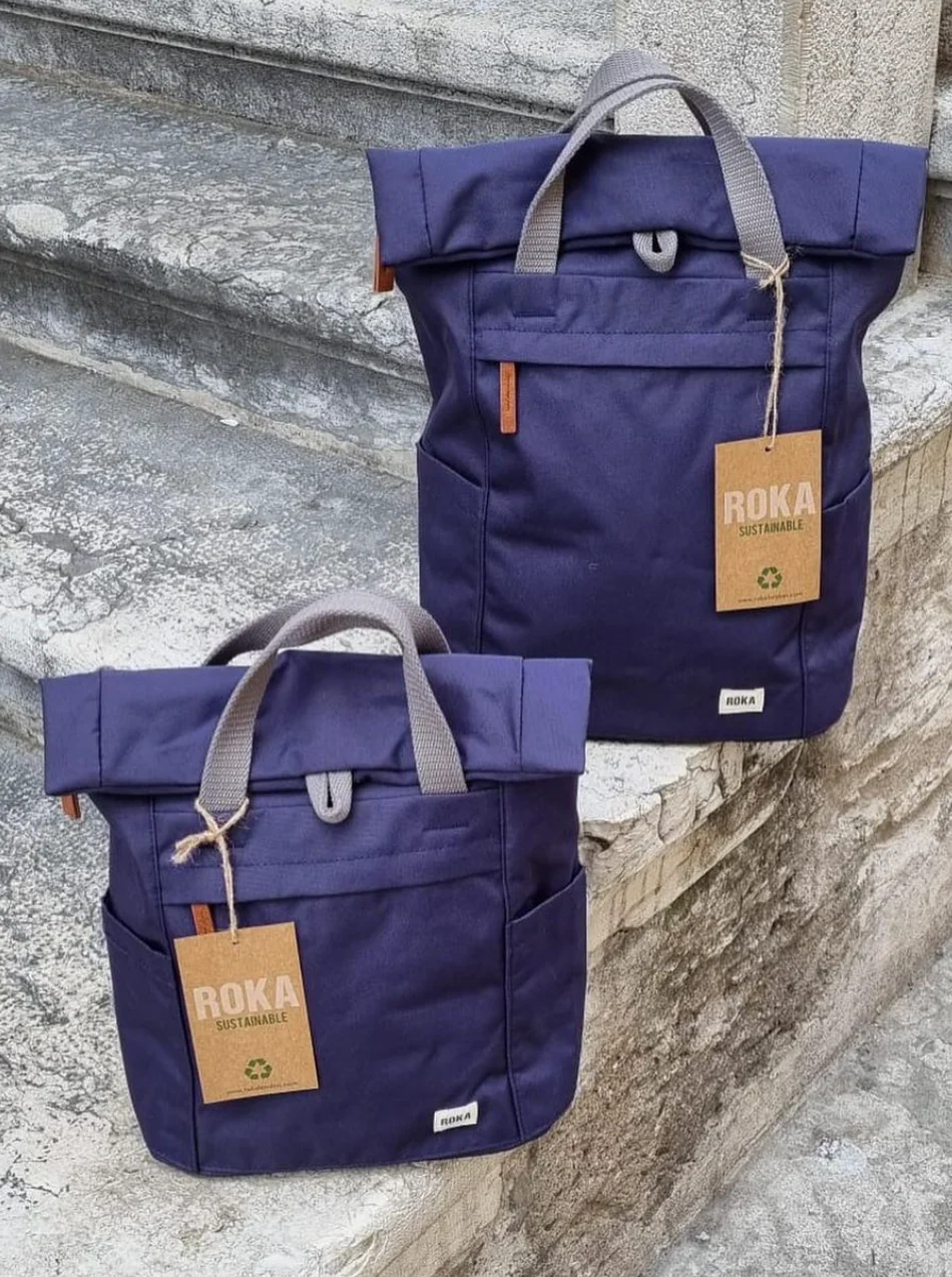 Roka London Canfield B Sustainable Nylon Rucksack, Midnight - Image 7