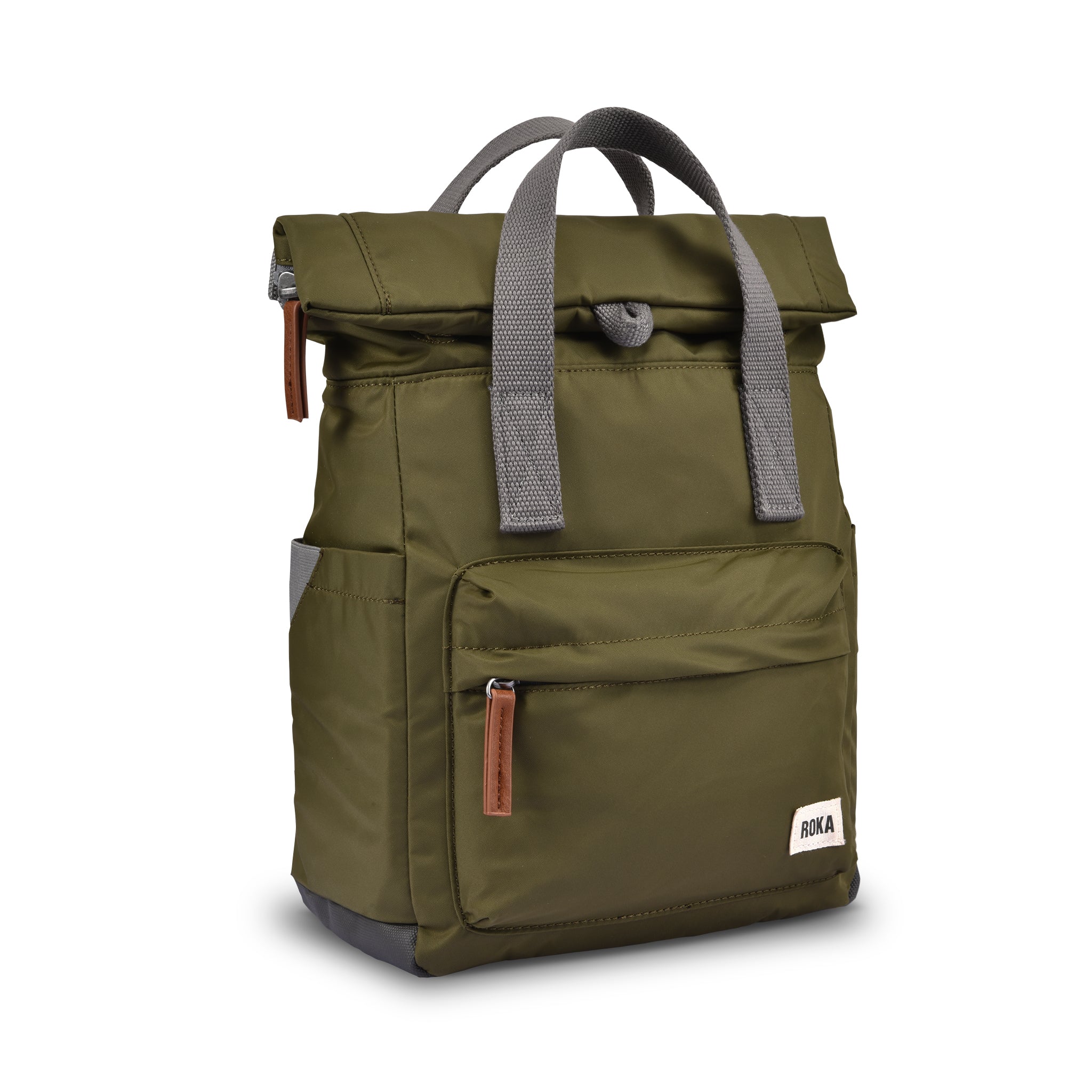 Roka London Canfield B Sustainable Nylon Rucksack, Military - Image 2