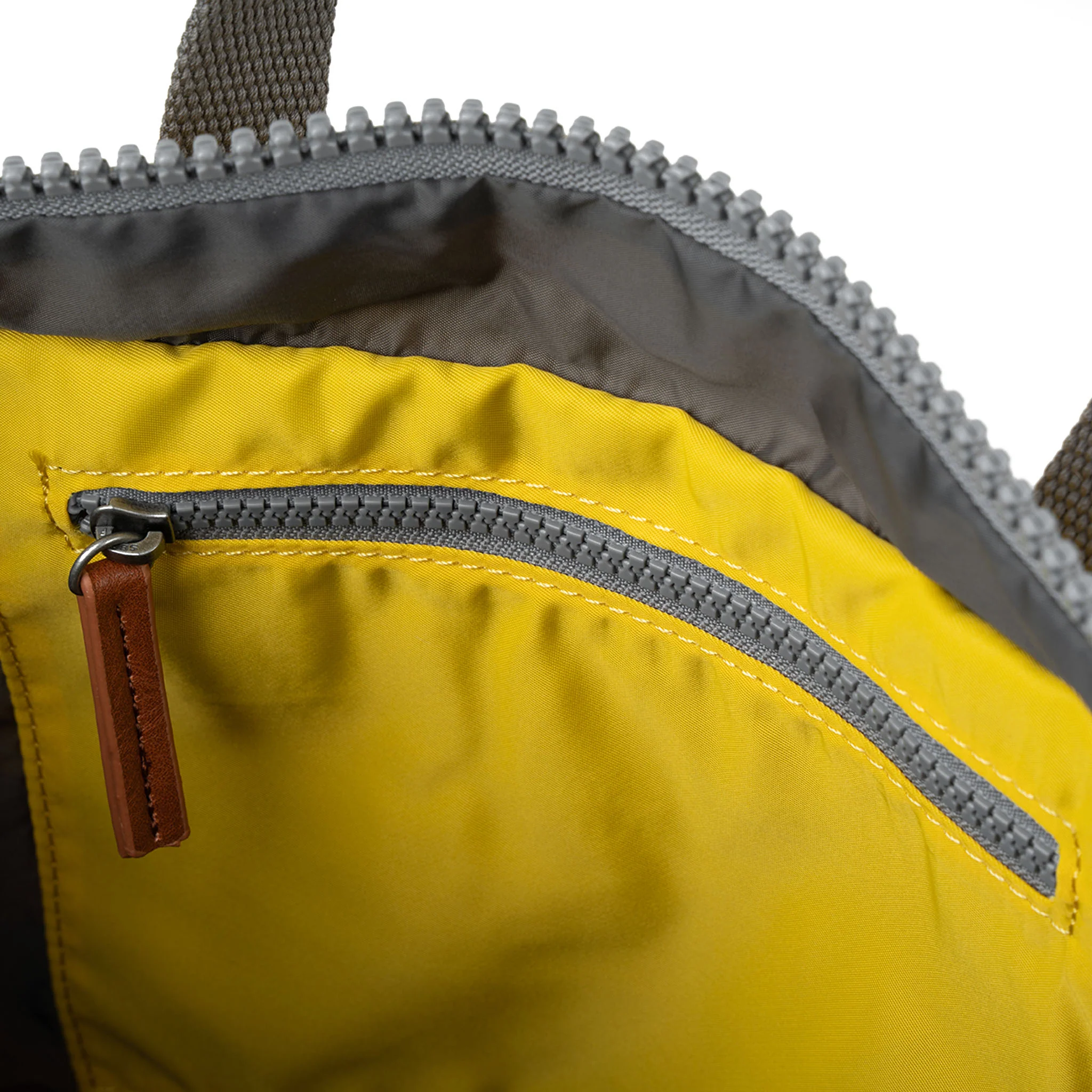 Roka London Canfield B Sustainable Nylon Rucksack, Mustard - Image 7
