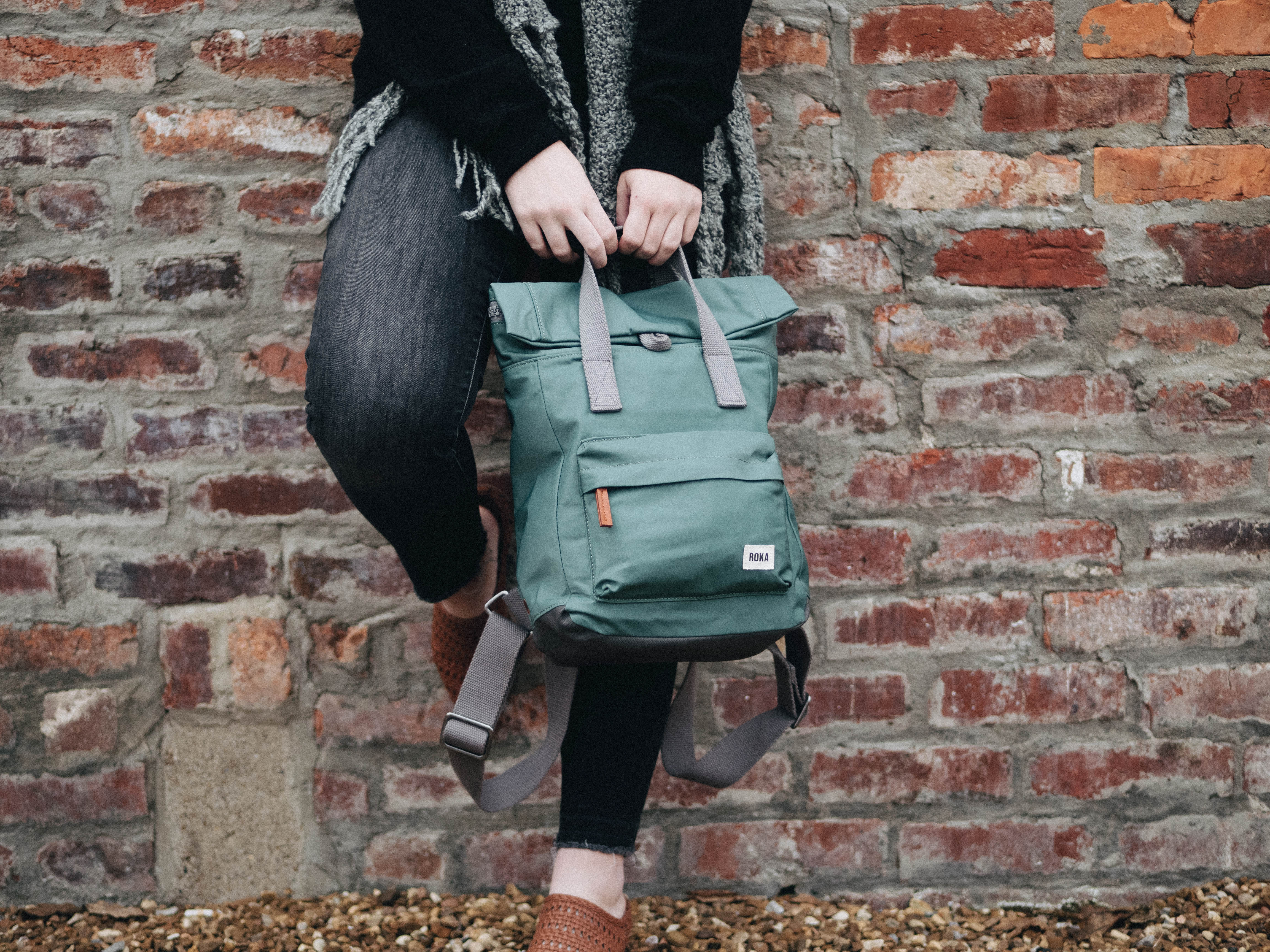 Roka London Canfield B Sustainable Nylon Rucksack, Sage - Image 9