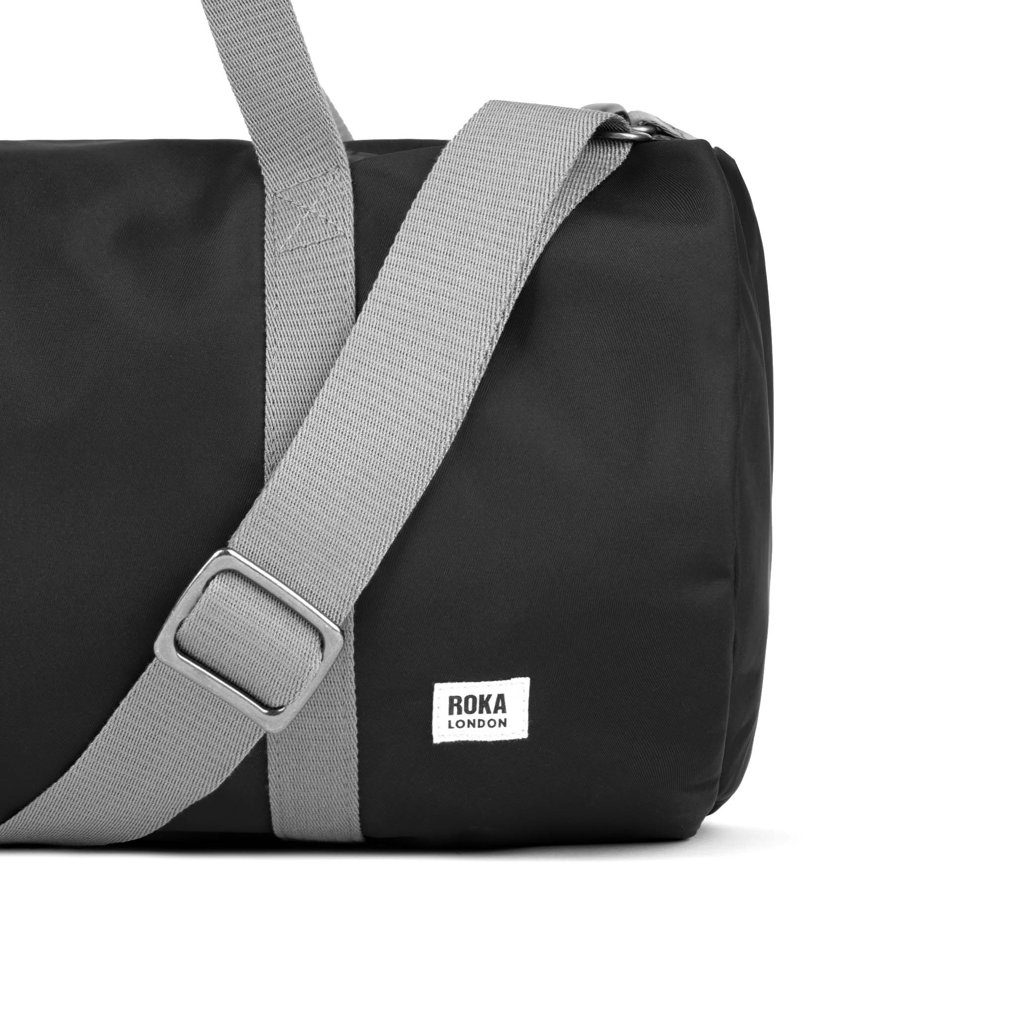 Roka London City Barrel Bag, Black (Recycled Nylon) - Image 4